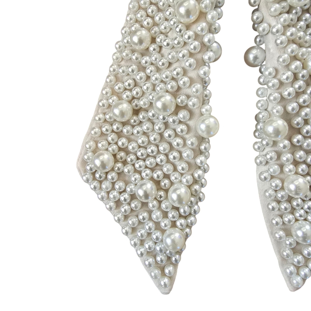 Sincerely Jules Pearl Beaded Large Bow Bride Wedding Hair Clip Piece Barrette - Picture 4 of 5